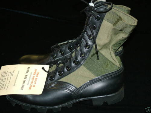 US ARMY VINTAGE VIETNAM WAR DATED OLIVE GREEN JUNGLE BOOTS 6XN SPIKE PROTECTIVE