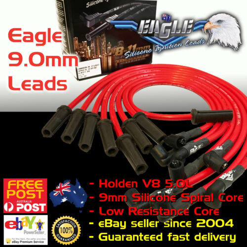 RED EAGLE 9.0mm IGNITION SPARK PLUG LEADS Fits Commodore V8 253 308 VN-VT 88-00 