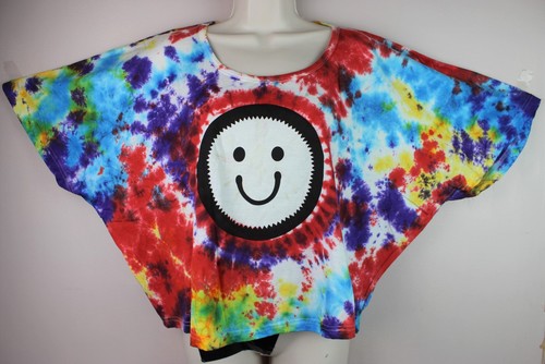 Tie Dye Handmade Retro T-Shirt Bat Shirt Top Festival Print Kimono Hippie S32