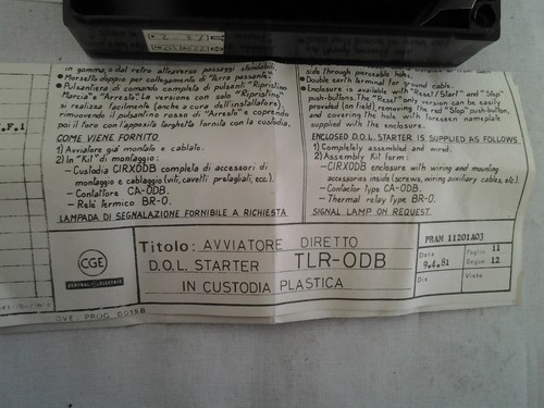 AVVIATORE DIRETTO DIRECT STARTER MODELLO TLR-ODB