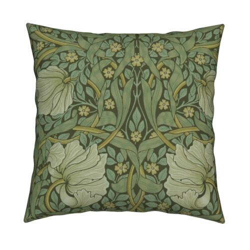Floral William Morris Damask Throw Pillow Cover w Optional Insert by Roostery