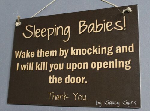 Sleeping Babies Do Not Knock Doorbell Wooden Warning No Soliciting Sign Wake 33 