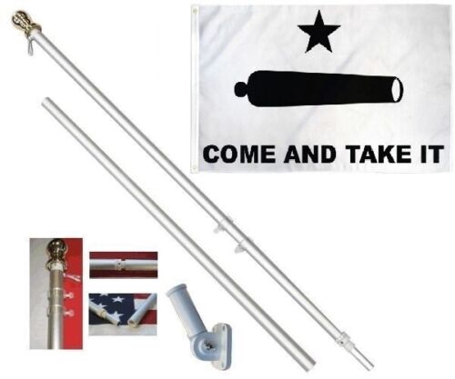 Bracket Come and Take It Gonzalez 3 x 5 FT Flag 6 Ft Silver Tangle Free Pole 