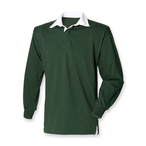 Front Row Plain Cotton Long Sleeve Rugby Shirt No Logo