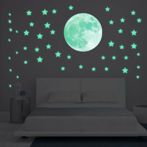 39 Pack Glow In The Dark 3D Stars Moon Stickers Bedroom Wall Room Decor DIY T2 