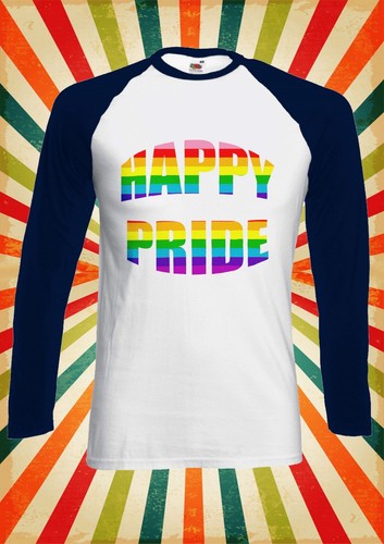 HAPPY PRIDE LGBT Gay Parade Men Women Long Short Sleeve Baseball T Shirt 1529