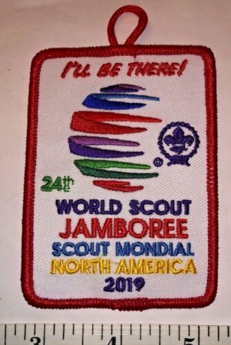 I'll Be There Red Border w/Dangle Badge Patch 2019 24th World Boy Scout Jamboree 