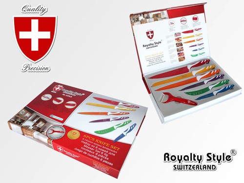 6 COUTEAU DE CUISINE SUISSE ROYALTY STYLE 7 PIECES EN COFFRET SET COUTEAU