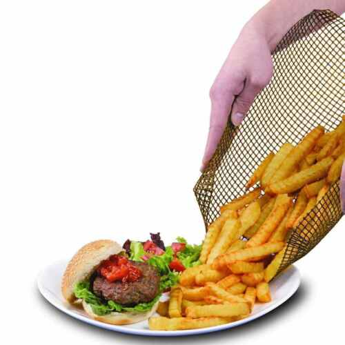 Large Cooking Mesh Net Non-Stick Cooking Oven Tray Crisper Chips Mesh Basket 