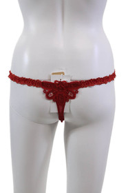 Lise Charmel Womens Embroidered Lace String Thong Panties Red Size S
