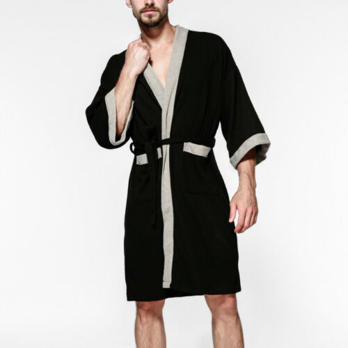 Details about  / Men Women Kimono Bathrobe Top Pajamas Sleepwear Nightwear Gown Cotton Midi Coat