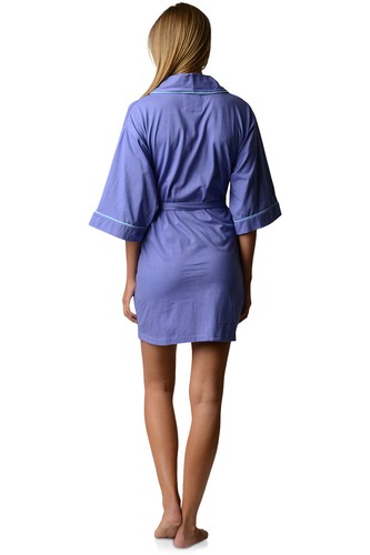 Casual Nights Womens Jersey Cotton Knit Bridesmaid Lounge Kimono Short Bath Robe