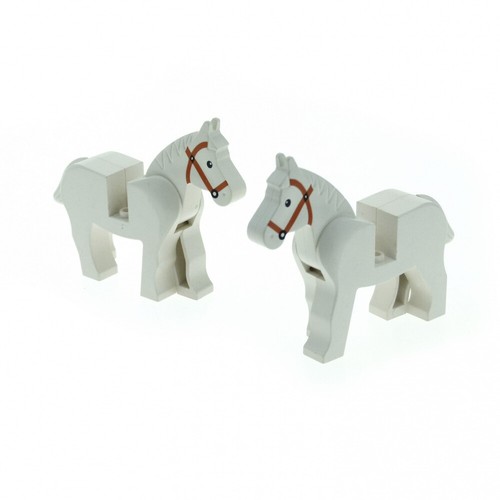 2 x Lego System Animal Horse White Zoo Circus Farm Knight Indian Cowboy 4493