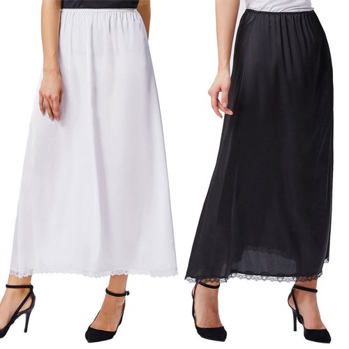 Women 36” Satin Waist Slip Half Slip Undergarment Long Maxi Evening Party Skirt