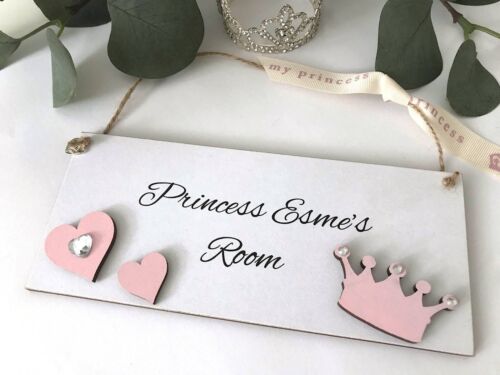 Childrens Princess Room Door Sign/Plaque Personalised Shabby Chic P69