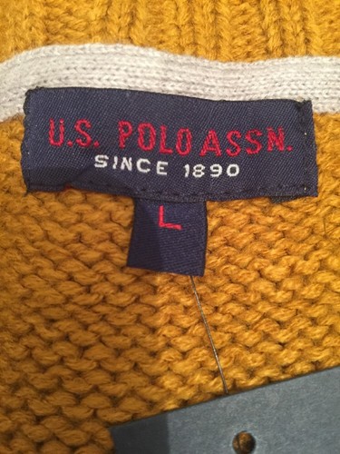 RRP $59.99 BNWT Women/'s U.S POLO ASSN Mustard Cable Knit Jumper Dress Size: L