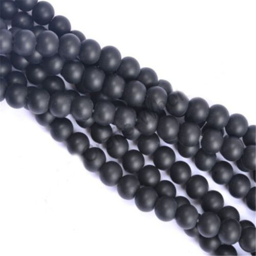Natural Matte Black Onyx Gemstone Round Spacer Loose Beads 4MM 6MM 8MM 10MM 