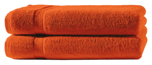 2 Badetücher orange 100x150 cm Set Baumwolle Frottee Badetuch groß XXL weich 