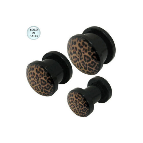 4 Gauge to 00G Pair of Leopard Skin Acrylic Screw Fit Ear Plug 