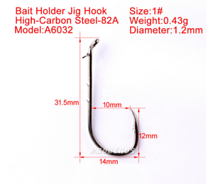 100pcs Fishing Hooks Jig Big Hook High Carbon Steel Bait Holder Fishhook High-Q 