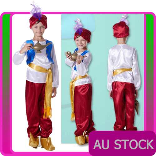 Child Arabian Genie Aladdin Costume Arab Prince Kids Boys Lamp Book Week Disney 