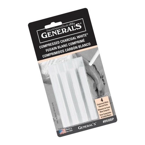 Soft Assorted GP958-... General Pencil Compressed Charcoal Sticks 4//Pkg-White