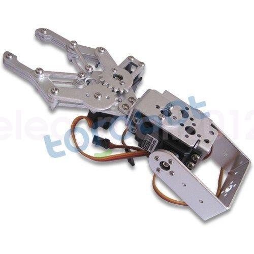 Silver 2 DOF Aluminium Robot Arm Clamp Claw Mount kit With 2pcs MG995 Servos DIY 