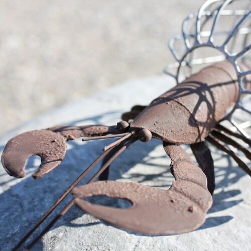 Metal Lobster with TrapSeaside Decoration by Shoeless Joe