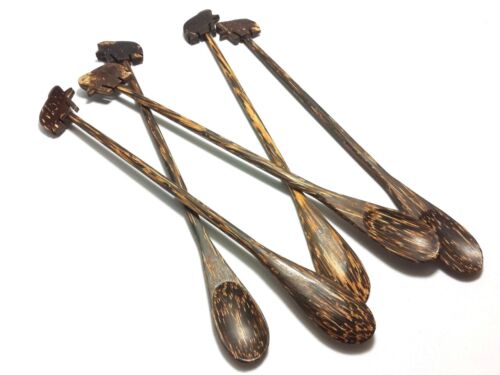 Details about   8.5" x 5 PCs Elephant Palm Wood Handle Drink Cocktail Stirrer Made in Thailand 