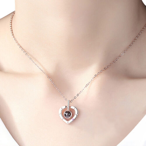100 I Love You Necklace Rose Gold GP Roman Numerals Pendant Memory of Love Gift 