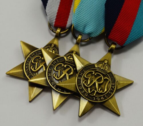 3 WW2 Star Campaign Medals & Ribbons 1939-1945 Air Crew Europe France/Germany 