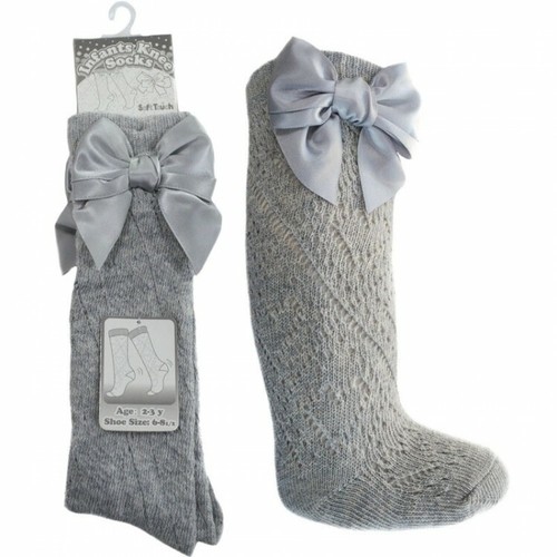 NEW GIRLS SOFT TOUCH BOW PELERINE SPANISH ROMANY STYLE KNEE HIGH SOCKS 0-6 years