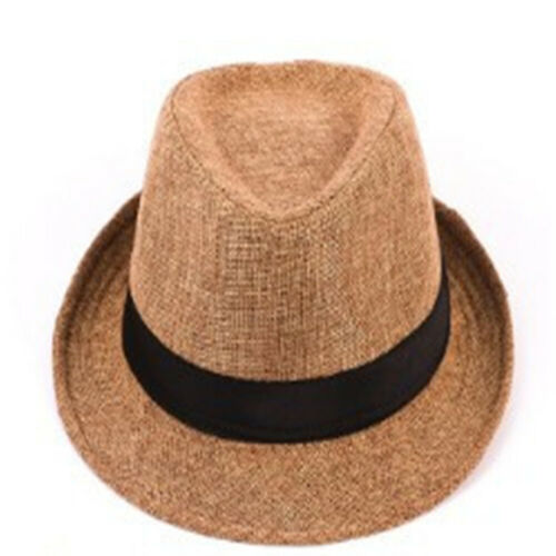 Men Ladies Fashion Straw Hat Panama Cap Trilby Summer Sun Beach Fedora  _AS 