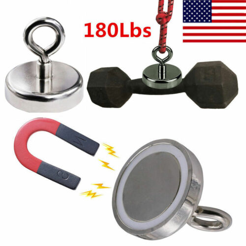 US 91//150//180LBS FISHING MAGNET Super Strong Neodymium Round Thick Eye Bolt