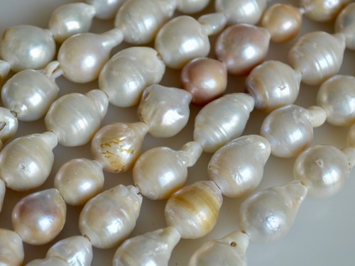 13x15-15x20mm Large Hole Half Strand Freshwater Baroque Pearls 2.2mm Hole #172