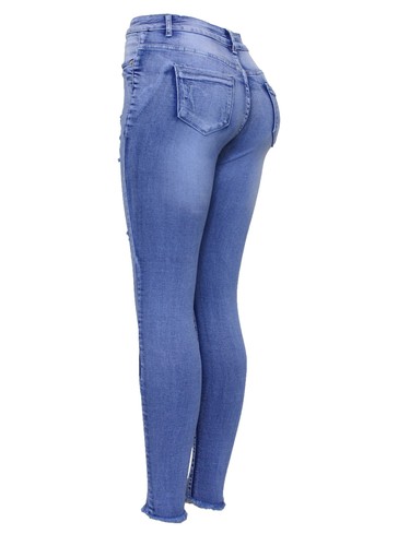 NUOVA LINEA DONNA STIVALETTI BLU EFFETTO INVECCHIATO STRAPPATO DISTRUTTO Fashion Skinny Denim Jean
