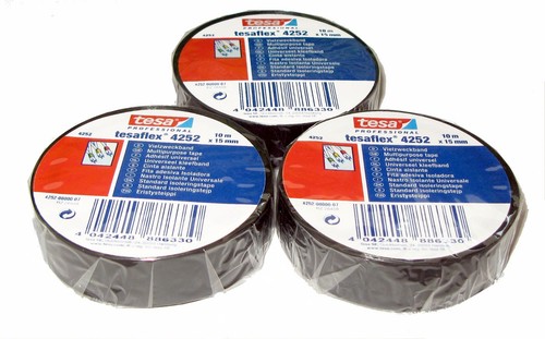 3x TESA Isolierband 4252 kfz 15mm x 10m Klebeband Iso Tape Isoband Band