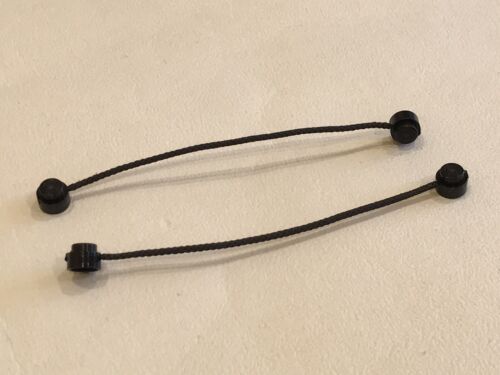 2 x LEGO BLACK STRING WITH END STUDS MEASURES 8CM P//N X127C11 NEW
