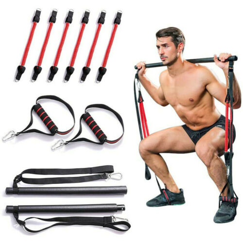 Portable Pilates Bar Resistance Bands Kit Exercise Fitness Yoga Training Stick