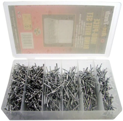 1000PC BLIND RIVET ASSORTMENT SET WITH STEEL SHANK IN STORAGE BOX 