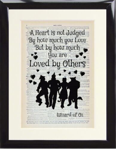 Dictionary Art Print Page Wizard of Oz A Heart is not Judged Others Gift Poster