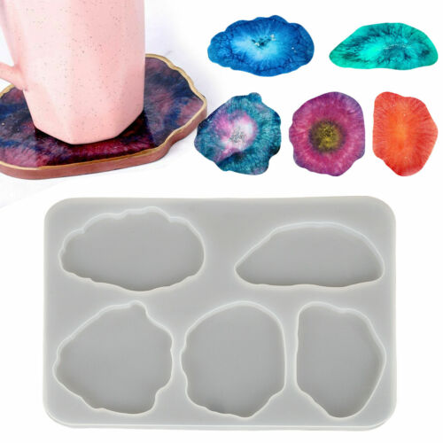 Silicone Coaster Mold Resin Casting Mould Agate Jewelry Clay Making Art DIY Tool 