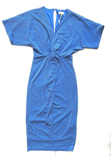 Next Women`s Dress Blue Twist Front Glitter Size 8,10,12 Petite,22