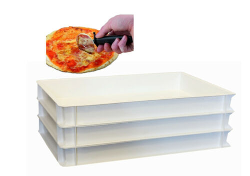 3 Teigbehälter Pizzateig Stapelbox Teigwanne 60 x 40 Pizzaschneider Gastlando 