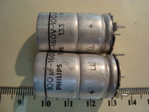100uF 160V capacitor NOS Kondensator 2 Elkos LL Philips Audio 