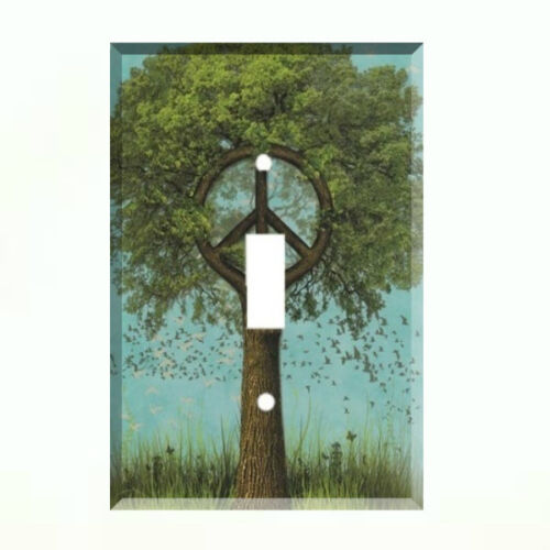 Peace Sign Tree Light Switch Plate Wall Cover Hippie Decor 