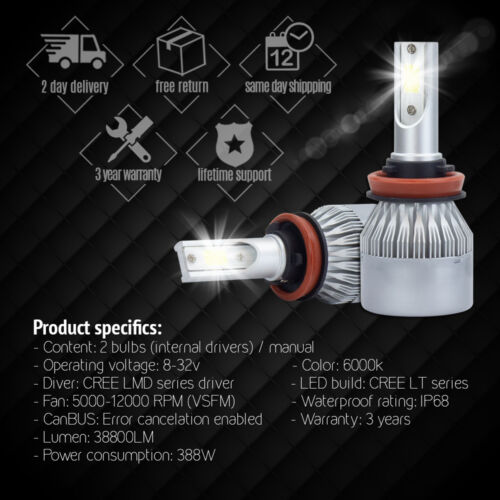 XENTEC LED HID Headlight Conversion kit H11 6000K for 2009-2016 Toyota Venza