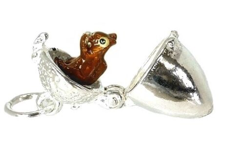 STERLING SILVER OPENING LARGE  SQUIRREL IN ACORN CHARM  