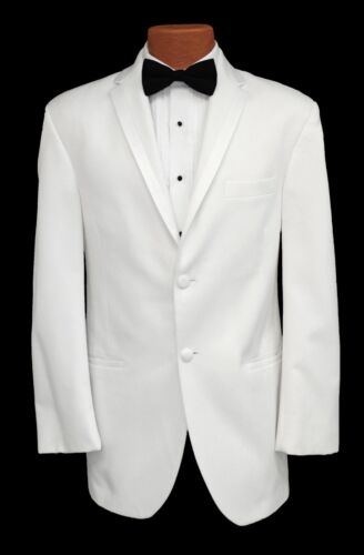 39R Handsome White Perry Ellis Encore 2 Button Tuxedo Dinner Jacket Prom Coat