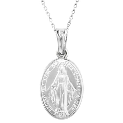 Sterling Silver Miraculous Mary italien médaille Charme Collier Pendentif 